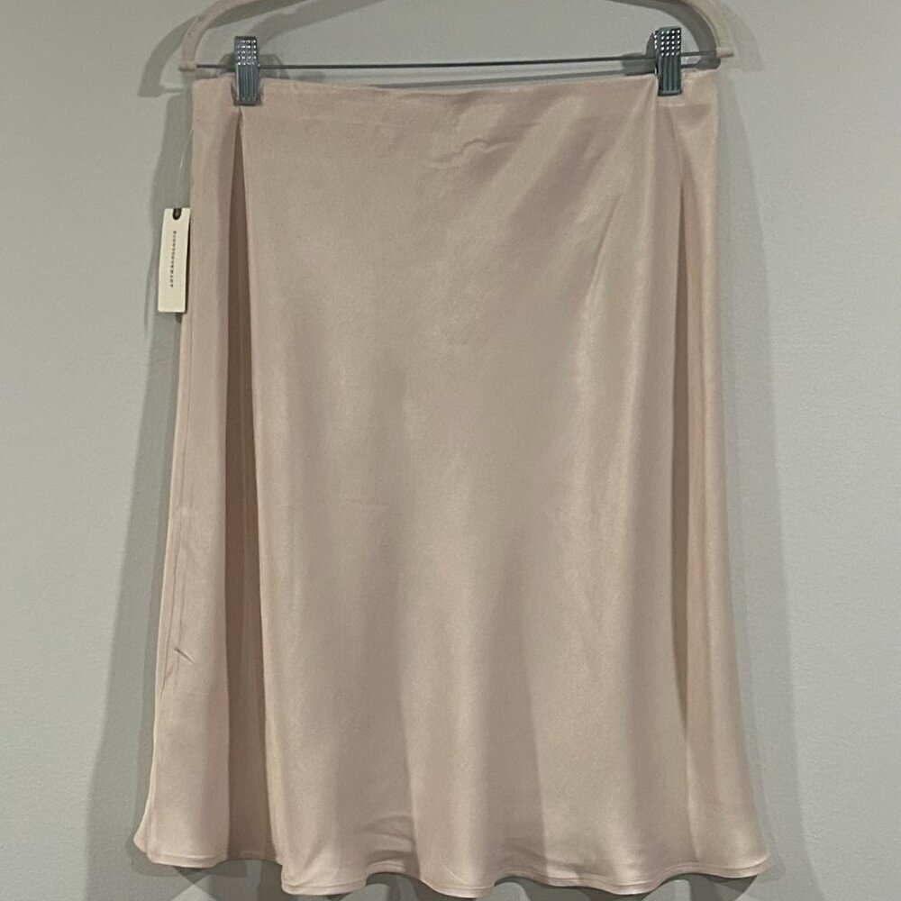 Anthropologie The Tilda Knee-Length Slip Skirt Size L in Neutral - Picture 2 of 5